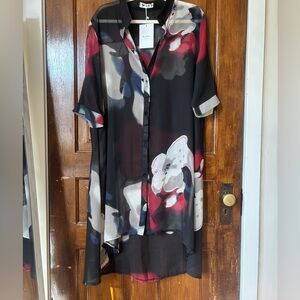 Black Sheer Floral Duster